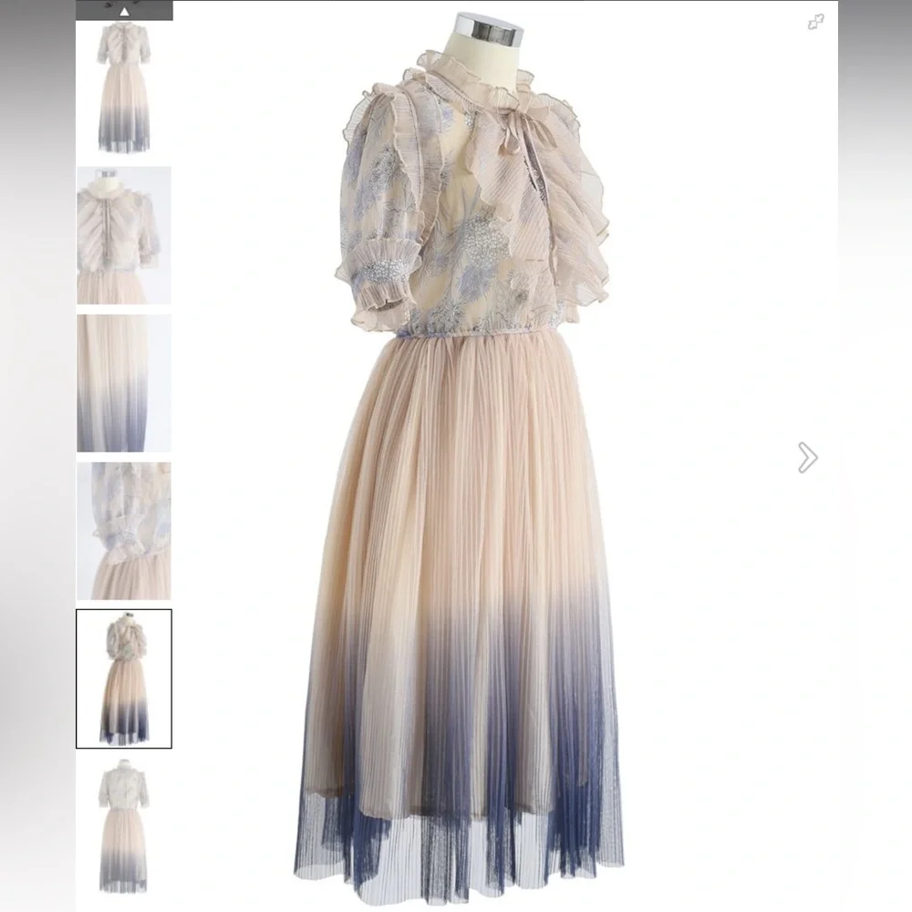 Chicwish We Know it All Gradient Pleated Mesh Tulle Dress - Picture 6 of 10